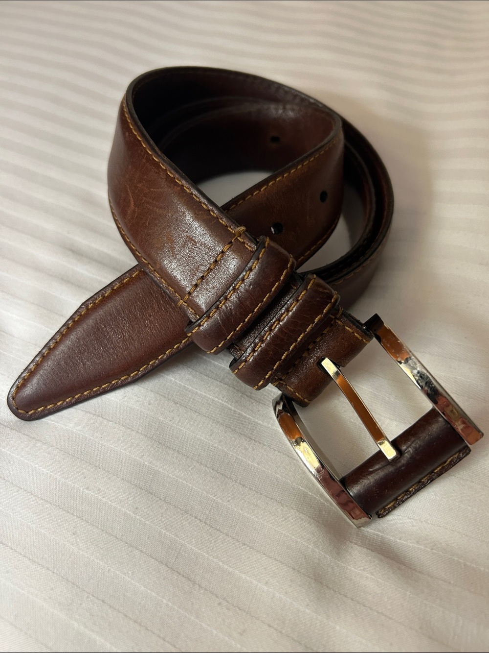 NWOT Remo Tulliani Rich Brown Genuine Leather Men's Belt, Size 36